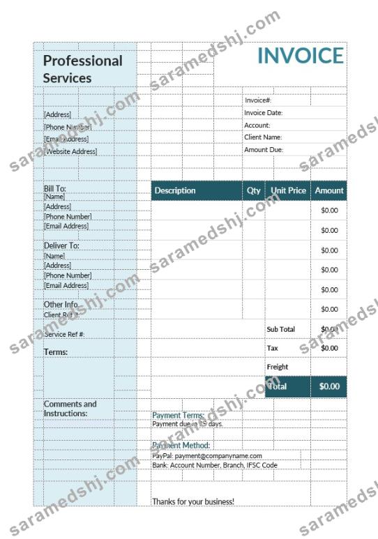 Professional Services Invoice Template